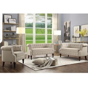 QH23-02 : Bộ Ghế Sofa Phòng Khách Viền Đinh Tán - 3 Món